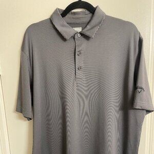 Callaway Tech Golf Polo Size L Grey/Black Stripe